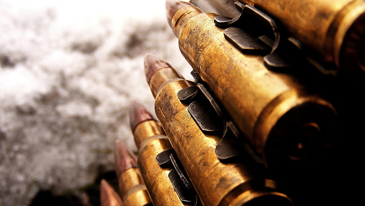 gun, ammunition, metal, close-up, machinery, selective focus