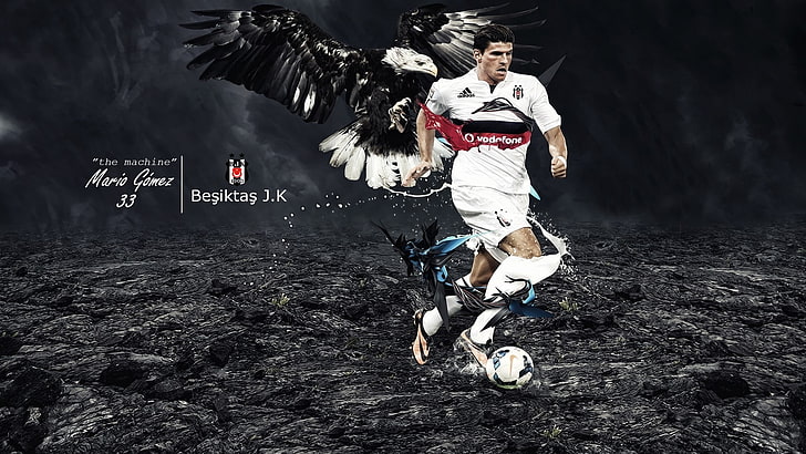 Mario Gomez, Besiktas J.K., eagle, footballers, full length, HD wallpaper