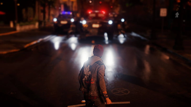 Infamous: Second Son, video games, night, illuminated, one person