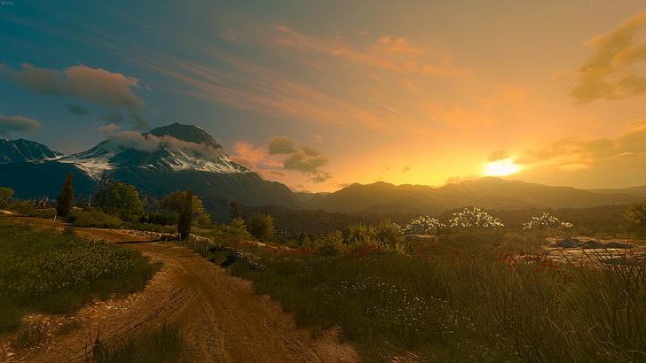 The Witcher 3: Wild Hunt, 4K, sunset, CD Projekt RED, video games