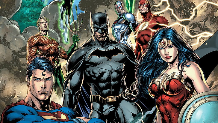 Comics, Justice League, Aquaman, Batman, Cyborg (DC Comics), HD wallpaper