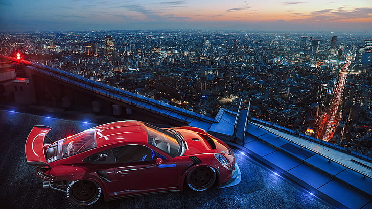 Porsche, Porsche 911 GT3, Car, City, Cityscape, Red Car, Sport Car