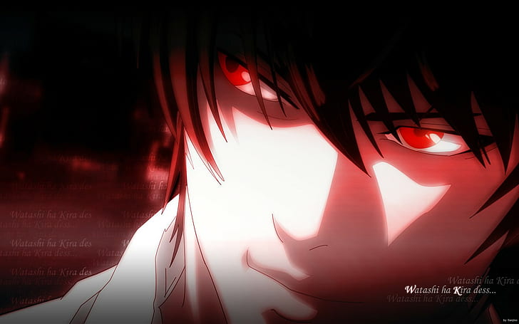 yagami light death note, red, no people, illuminated, night, HD wallpaper