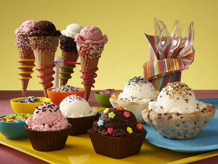 ice cream lot, ice-cream, portions, dessert, sweet, allsorts