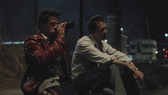 HD wallpaper: two men's red and white long-sleeved shirts, Movie, Fight Club  | Wallpaper Flare