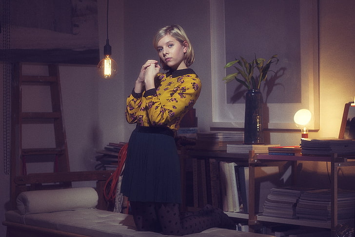 Aurora Aksnes, musician, women, one person, table, indoors, HD wallpaper