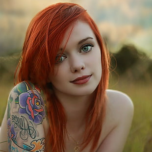 HD wallpaper: portrait, redhead, Suicide Girls, blue eyes, lips, Lass ...