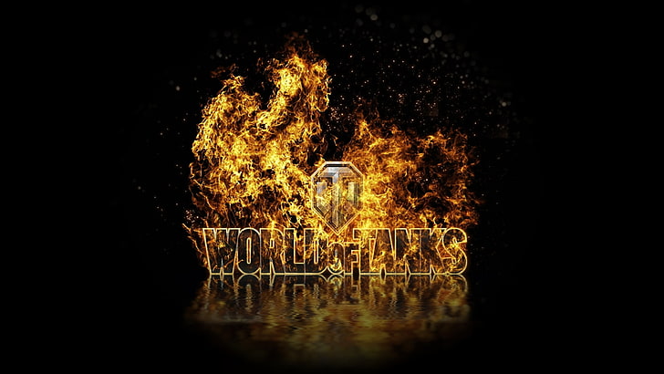 Wold Tanks logo screenshot, reflection, fire, WoT, World of Tanks HD wallpaper