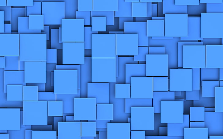 gray blocks digital wallpaper, abstract, shapes, geometry, blue, HD wallpaper