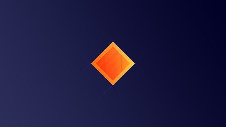 square orange and yellow logo, minimalism, simple background, HD wallpaper