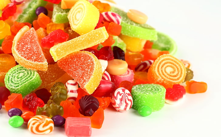 pile of candies, candy, lollipops, sugar, sweet, marmalade, gelatin