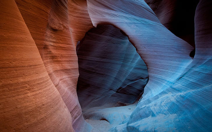 rock, canyon, sandstone, red, blue, HD wallpaper