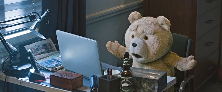 Movie, Ted 2, Desk, Ted (Movie Character), Teddy Bear, indoors, HD wallpaper