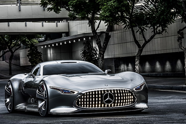 silver, Mercedes, test drive, supercar, Gran Turismo, 4k, 5k, HD wallpaper