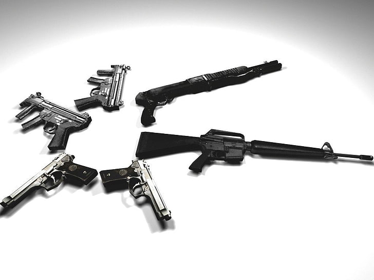 Weapons, Assault Rifle, Pistol, Shotgun, Submachine Gun, HD wallpaper