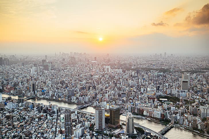 Tokyo Prefecture, aerial view, city