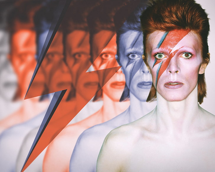 profile of man illustration, style, David Bowie, Ziggy music