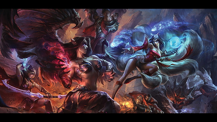 Dota 2 wallpaper, League of Legends, Ahri, Morgana (League of Legends)