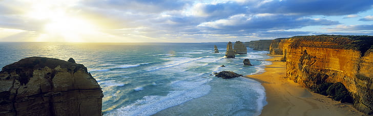 Twelve Apostles, Port Campbell National Park, Victoria, Australia, sea, clouds, HD wallpaper
