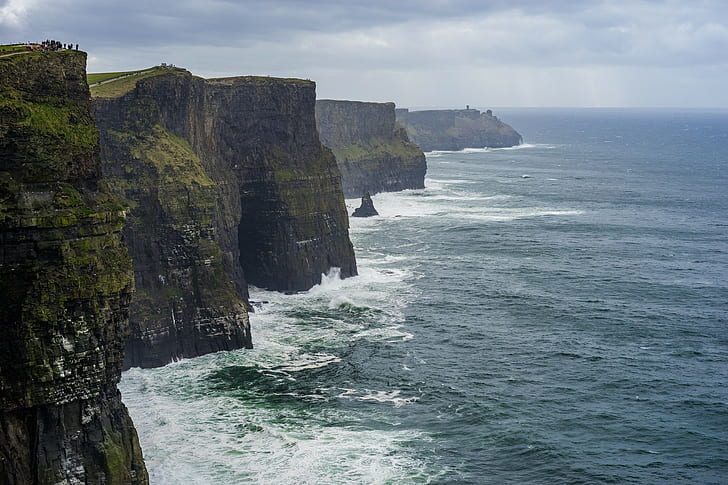 Cliffs of Moher, Cliffs of Moher (ireland), Coast, rock, sea, HD wallpaper
