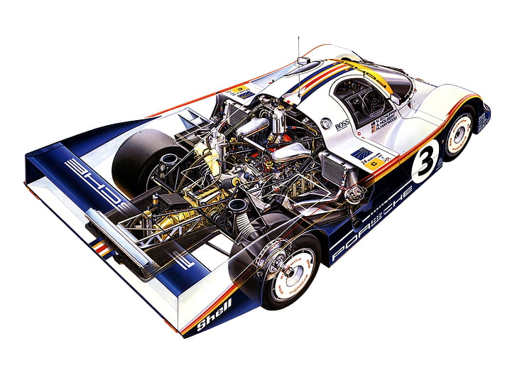1983, 956, classic, coupe, cutaway, engine, engines, porsche, HD wallpaper