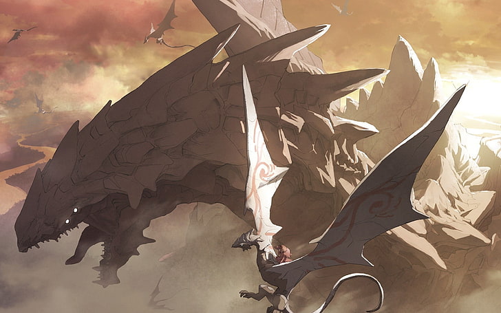 flying dragon digital wallpaper, fantasy art, cloud - sky, creativity