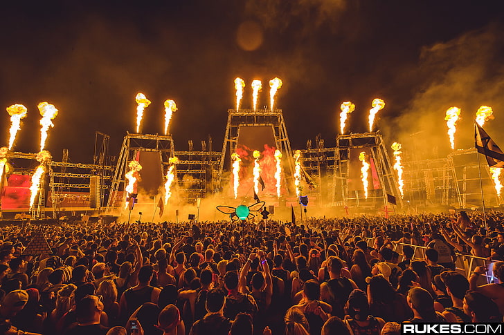 Rukes, fire, crowds, group of people, large group of people, HD wallpaper