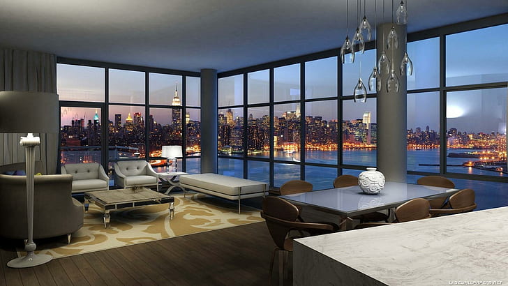 Beautiful View Of Nyc From A House In Jersey, gray frame window glass, HD wallpaper
