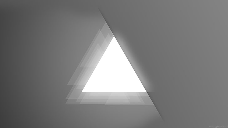 triangle decor, minimalism, gray, abstract, digital art, monochrome