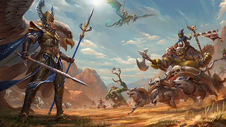 Total War: Warhammer II, Orc, High Elf, Games Workshop, HD wallpaper