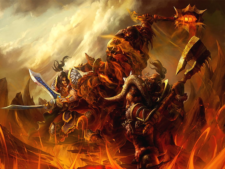monster illustration, Warcraft, Garrosh Hellscream, World of Warcraft, HD wallpaper