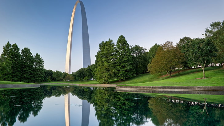 Gateway Arch, architecture, reflection, St. Louis, tree, plant