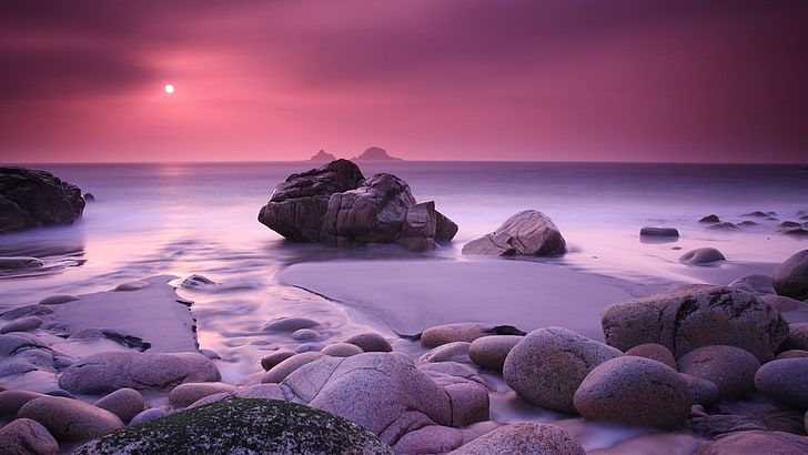 rock, water, sea, sky, solid, rock - object, long exposure, HD wallpaper