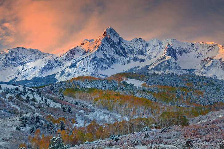 Snow Covered mountain, Mount Sneffels, Summit, Autumn, Sneffels Range, HD wallpaper