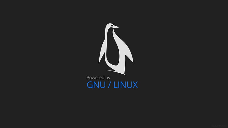 GNU/Linux logo, minimalism, text, copy space, communication, no people