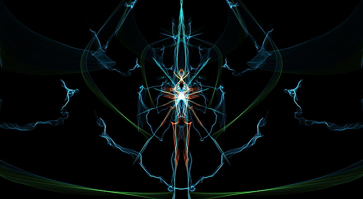 digital art, abstract, shapes, symmetry, science, black background