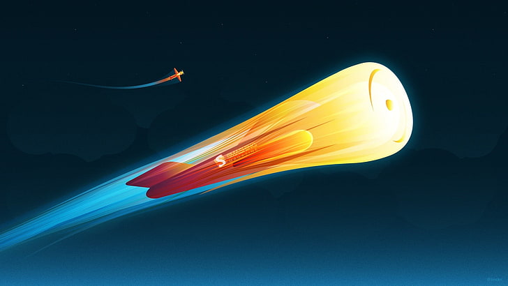yellow and red rocket illustration, Smashing Magazine, airplane, HD wallpaper