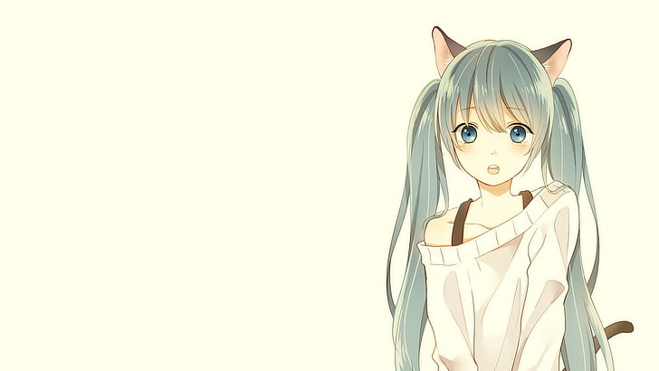 female animated character wallpaper, untitled, Vocaloid, Hatsune Miku