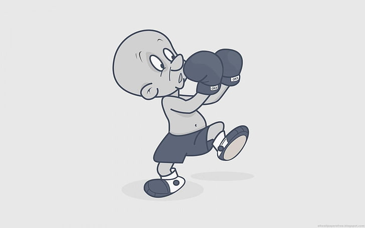 Looney Tunes character illustration, cartoon, boxing, copy space