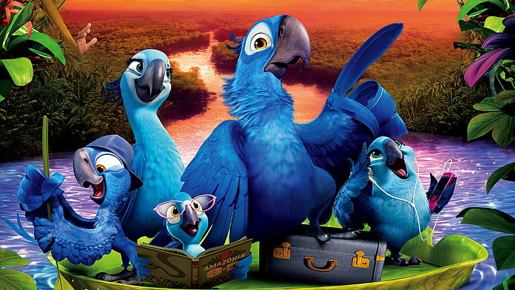 Disney Rio digital wallpaper, rio 2, 2014, cartoon, jewel, blu, HD wallpaper