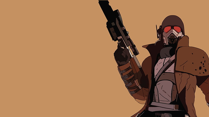 person holding assault rifle illustration, Fallout: New Vegas, HD wallpaper