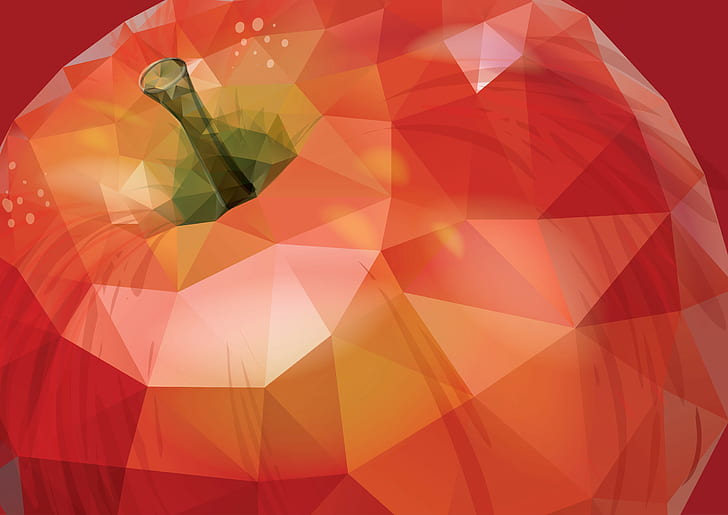 apples, low poly, pattern, shape, geometric shape, design, backgrounds, HD wallpaper