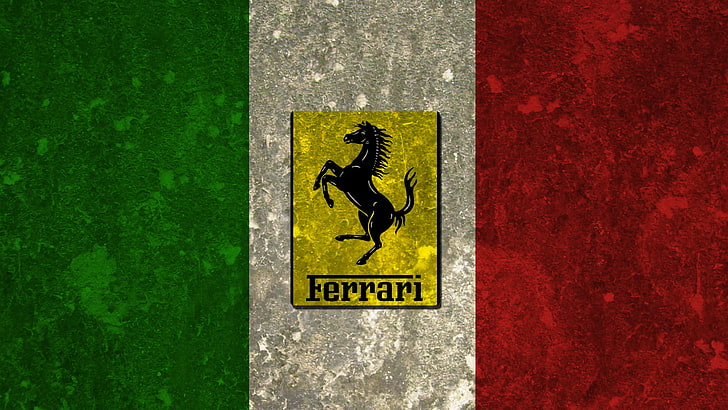 Ferrari logo and Italy flag, italia, prancing horse, sign, communication, HD wallpaper