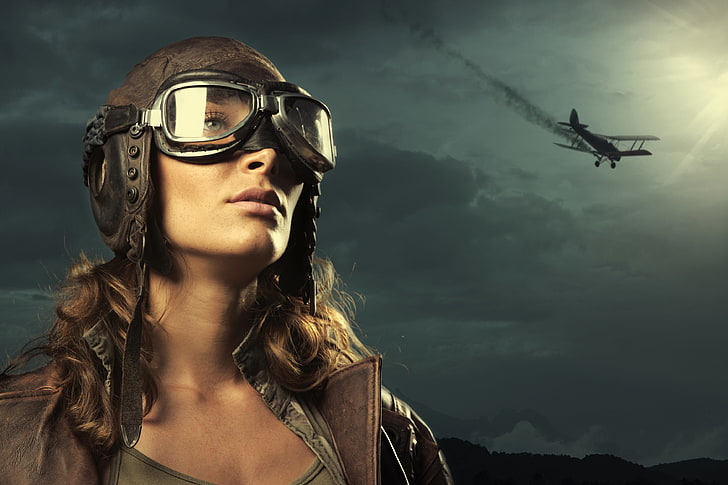 HD wallpaper: black goggles, the sky, the plane, woman, Girl, pilot, air  vehicle | Wallpaper Flare
