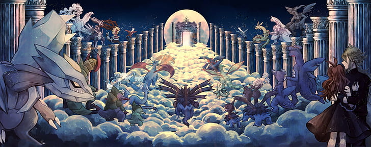 Pokémon, dragon, anime, Reshiram, Zekrom, Arceus, Giratina, HD wallpaper