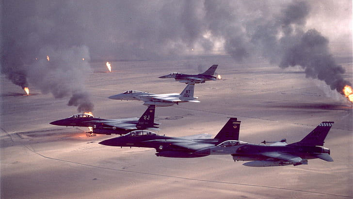 F 15 Strike Eagle, General Dynamics F 16 Fighting Falcon, Gulf War, HD wallpaper