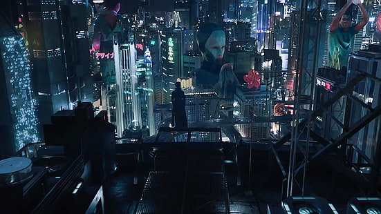 Ghost in the shell, city, movie, 1366x768 wallpaper