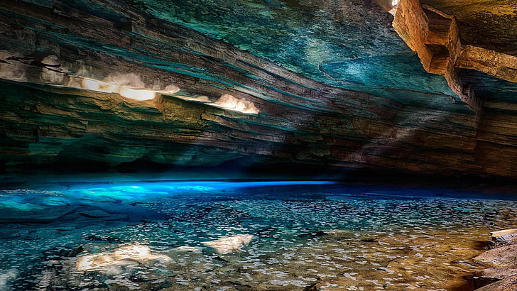 blue cave, crystal clear, unique place, bahia, brazil, chapada diamantina national park, HD wallpaper