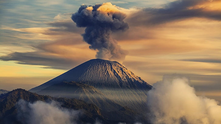 stromboli volcano, italy, europe, sicily, aeolian islands, smoke, HD wallpaper