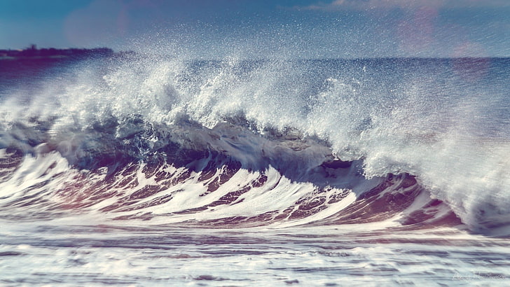 photograph of sea waves, beach, surfing, foam, water, H2O, coastline